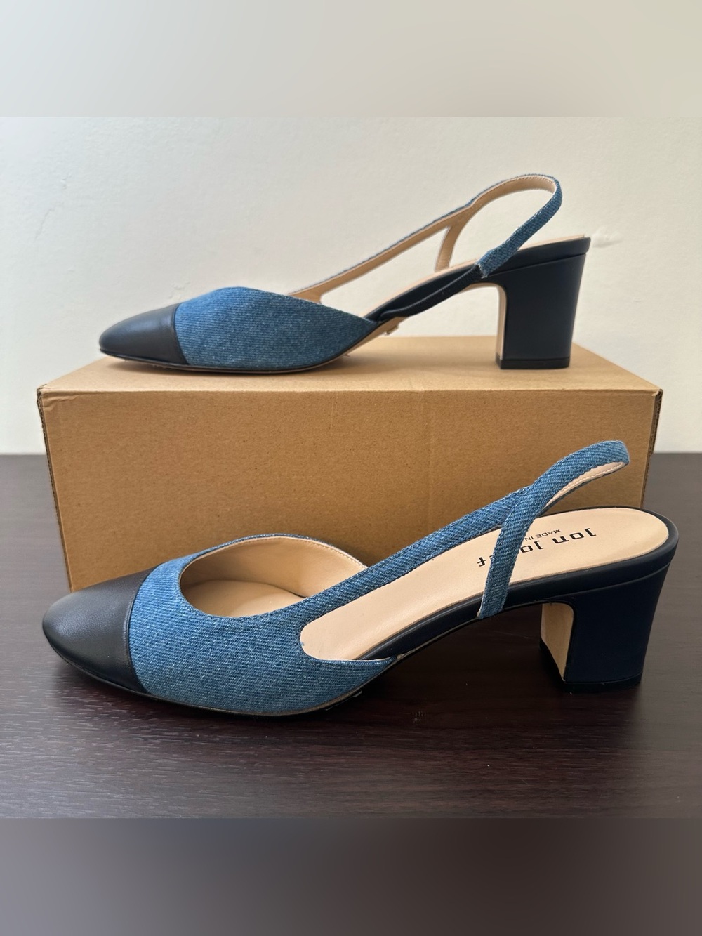 Jon Josef Daniela Denim Jean Blue Slingback Pump, Size 10 Slip On Cap Toe, NWOT